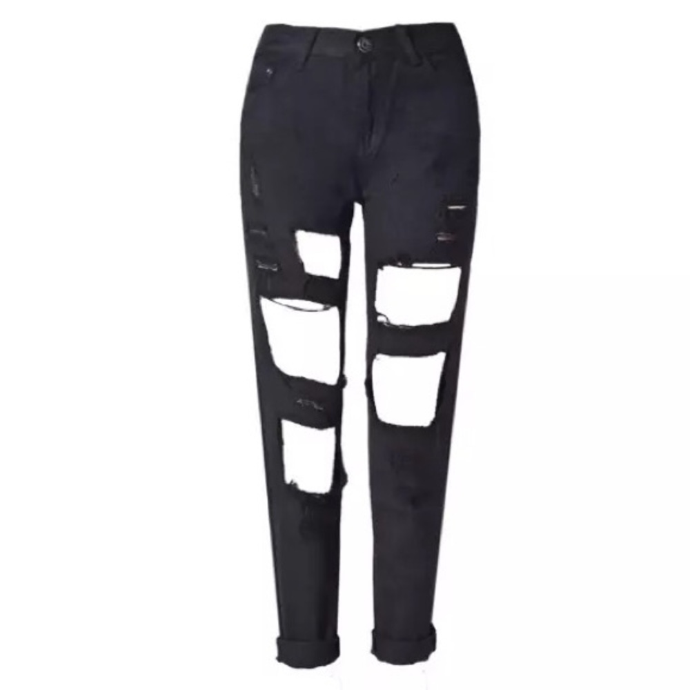 Black Distressed High waist Jeans 🖤